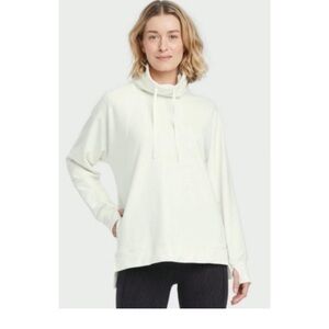 All In Motion Almond Funnel Neck Soft Pullover Sweatshirt Women's L